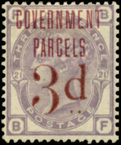 SG159var 1883 3d on 3d Lilac "Government Parcels" Essay