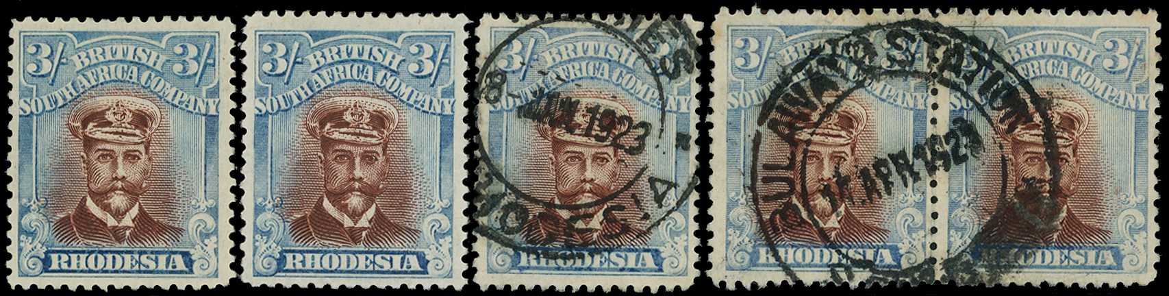 1922-4 3/- Head Die IIIB, perf 14, white...