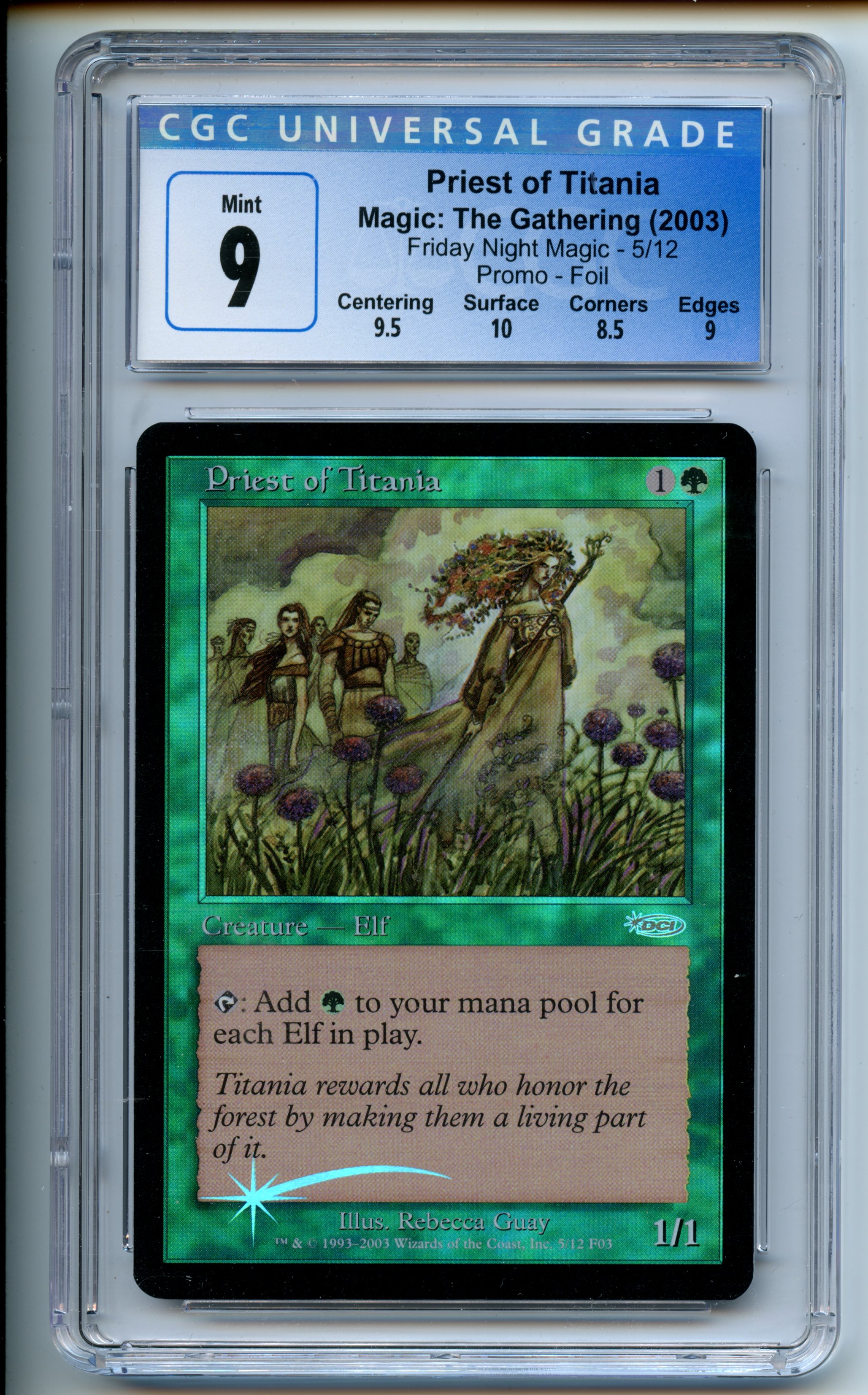 Magic: The Gathering  - Priest of Titania FOIL  - FNM Promo - CGC 9