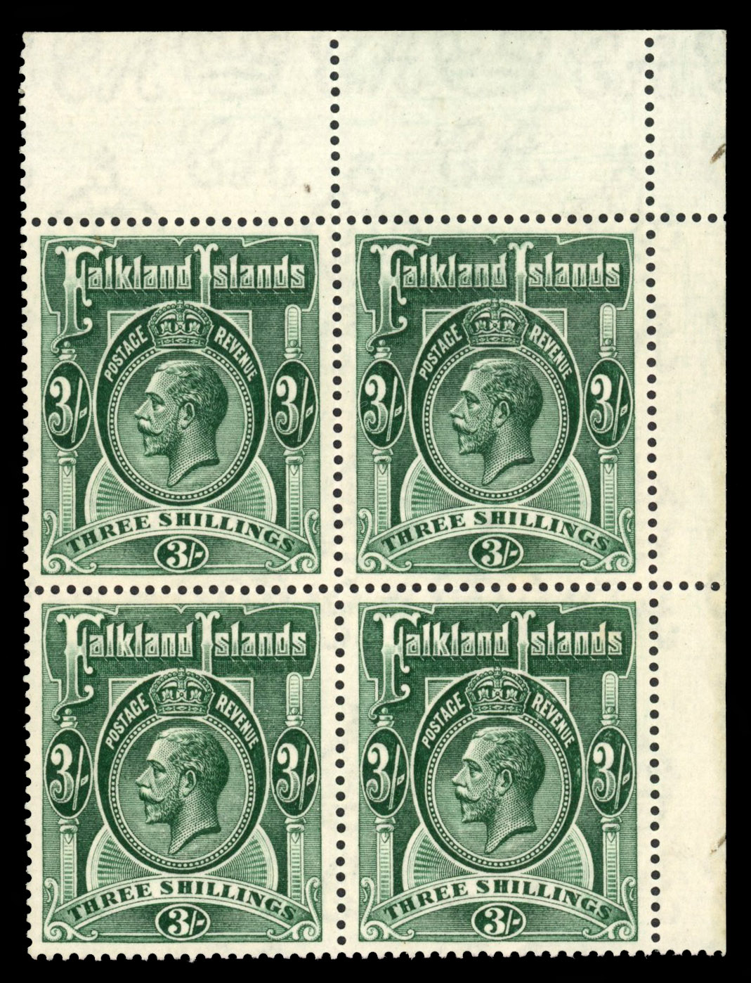 SG 80 1923 3/- block of four mint