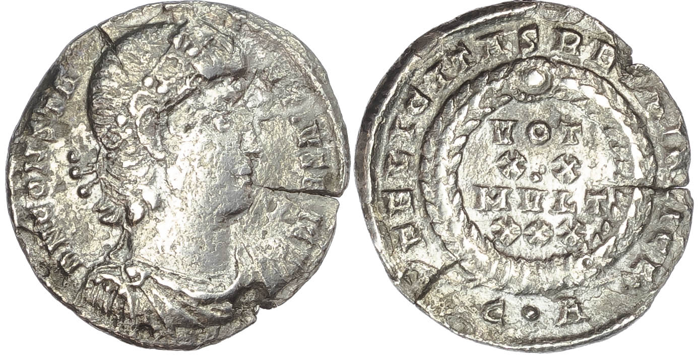 Constantius II (AD 337-361) AR Siliqua, Constantinople, AD 340-351, 2.48g.