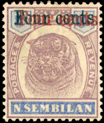 Malaya Negri Sembilan SG 19c double surcharge mint