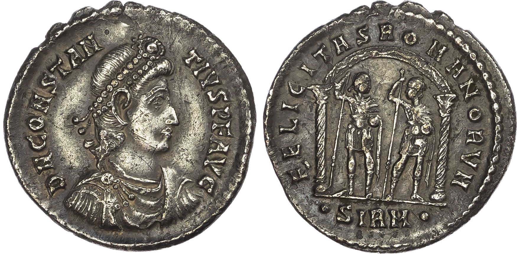 Constantius II (AD 337-361) AR Light Miliarense, Sirmium, AD 353-354, 4.17g.