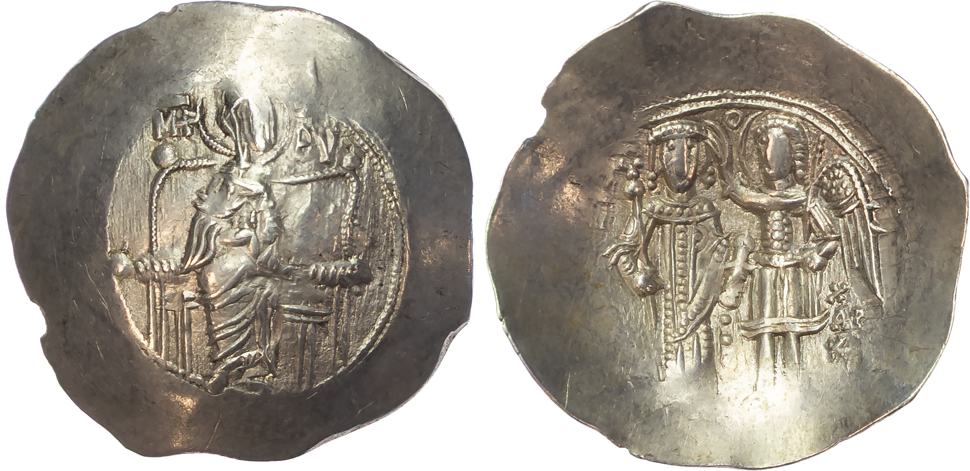 Isaac II Angelus (1185-1195) EL Aspron Trachy, Constantinople, 3.07g.