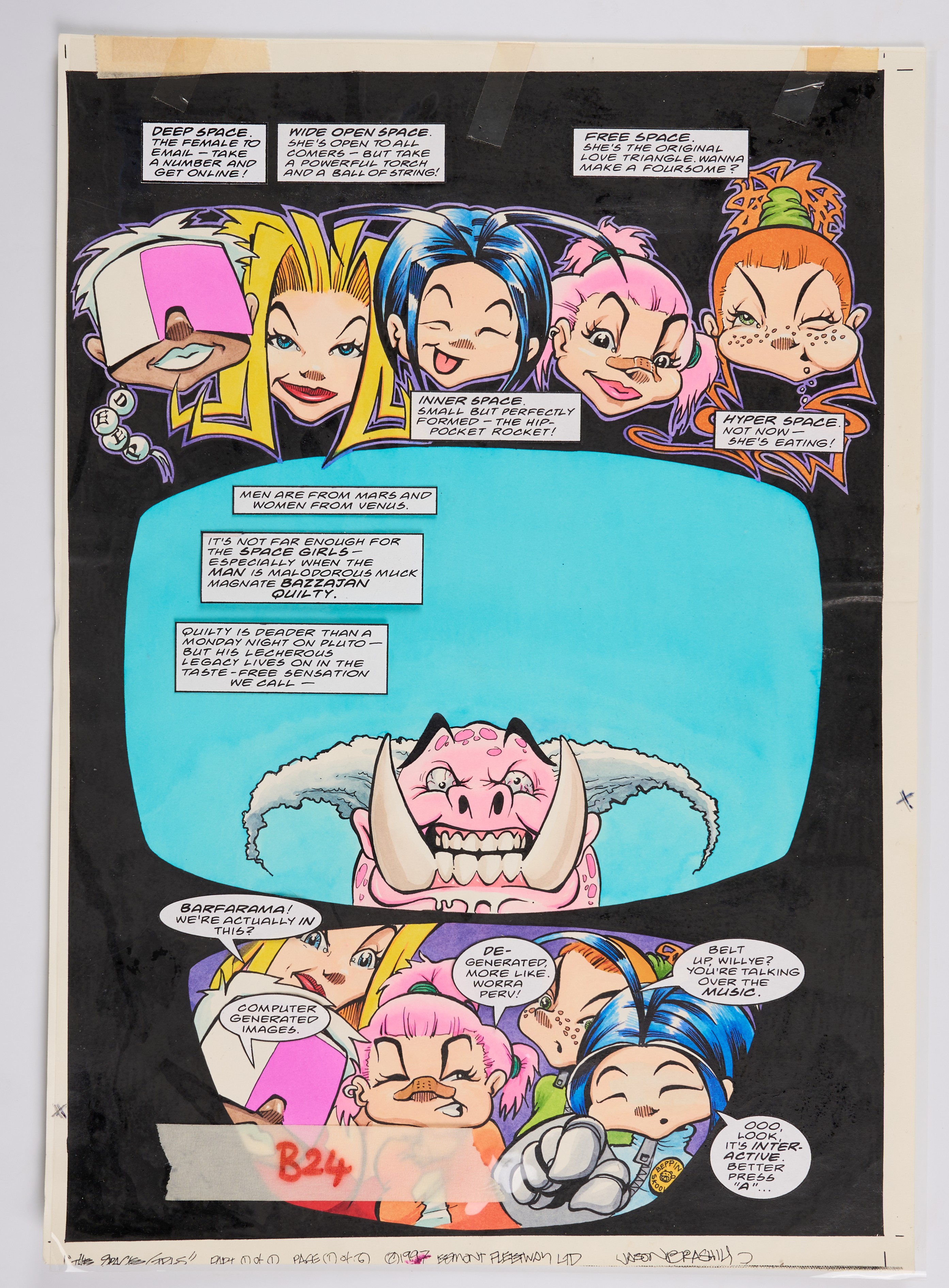 Jason Brashill 2000 AD Prog #1066 Space Girls Colour Story Pages (Fleetway, 1997) Total 6
