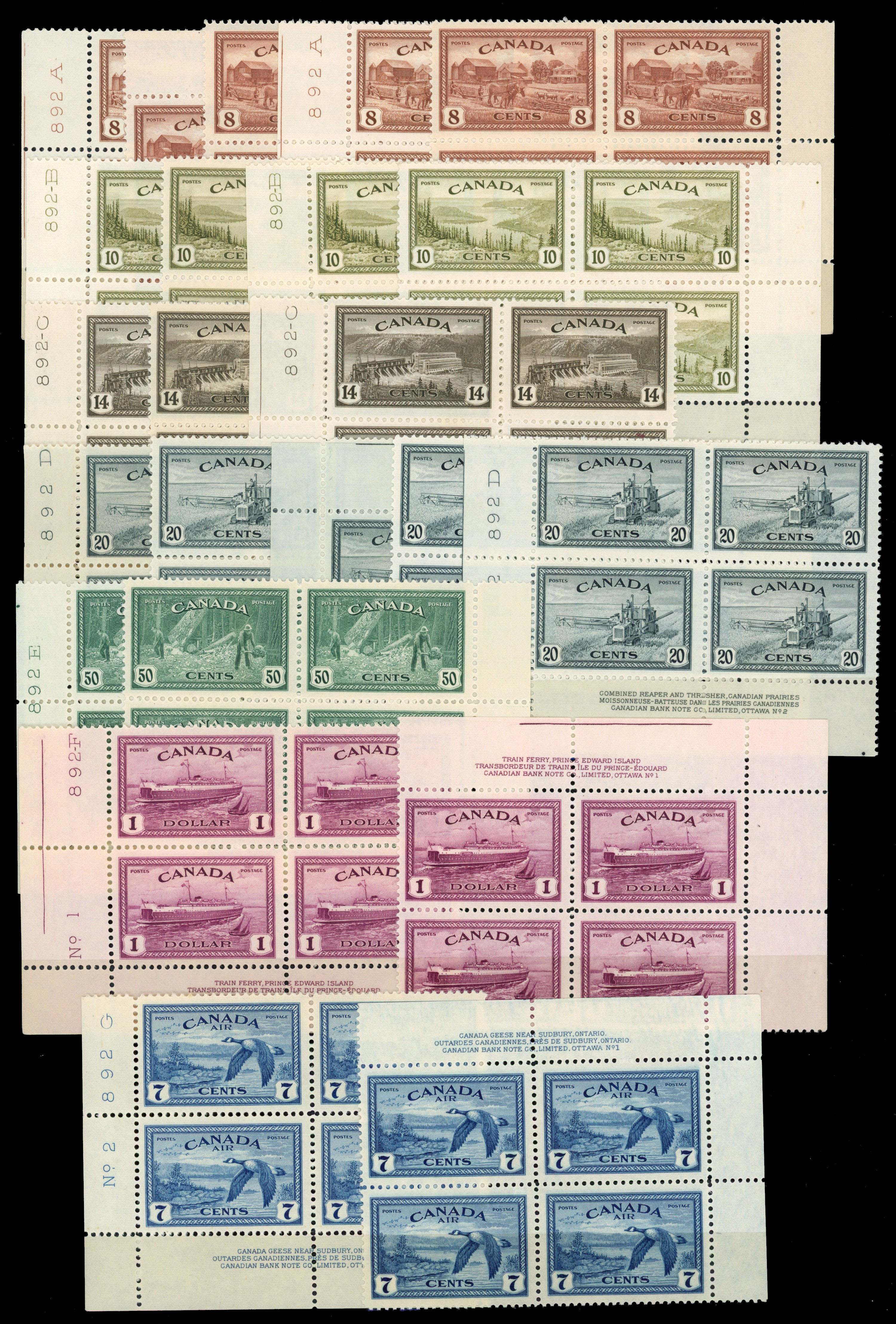 Canada SG 401-7 Plate blocks mint