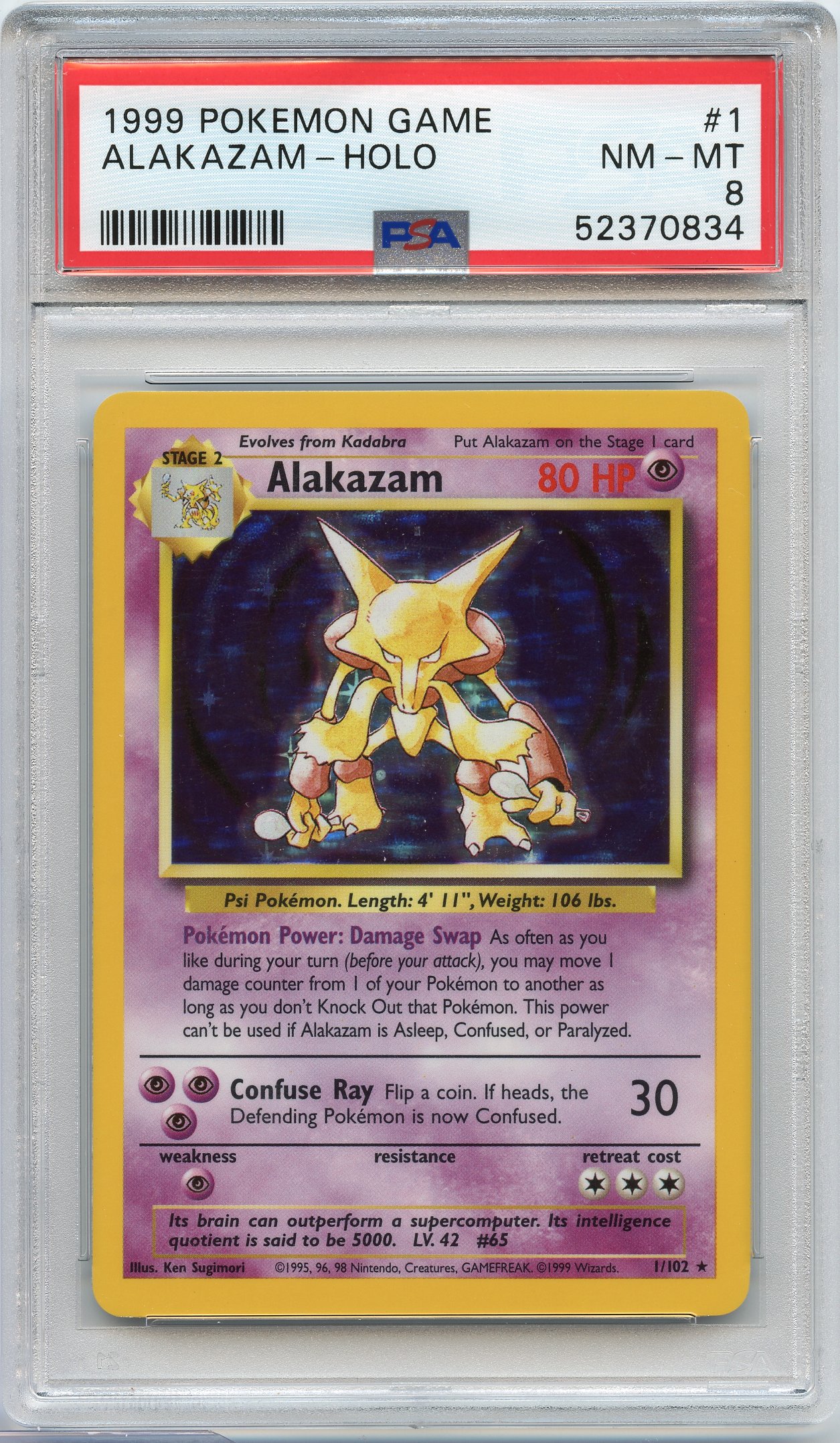 PSA 8 Alakazam #1 Holo Base Set