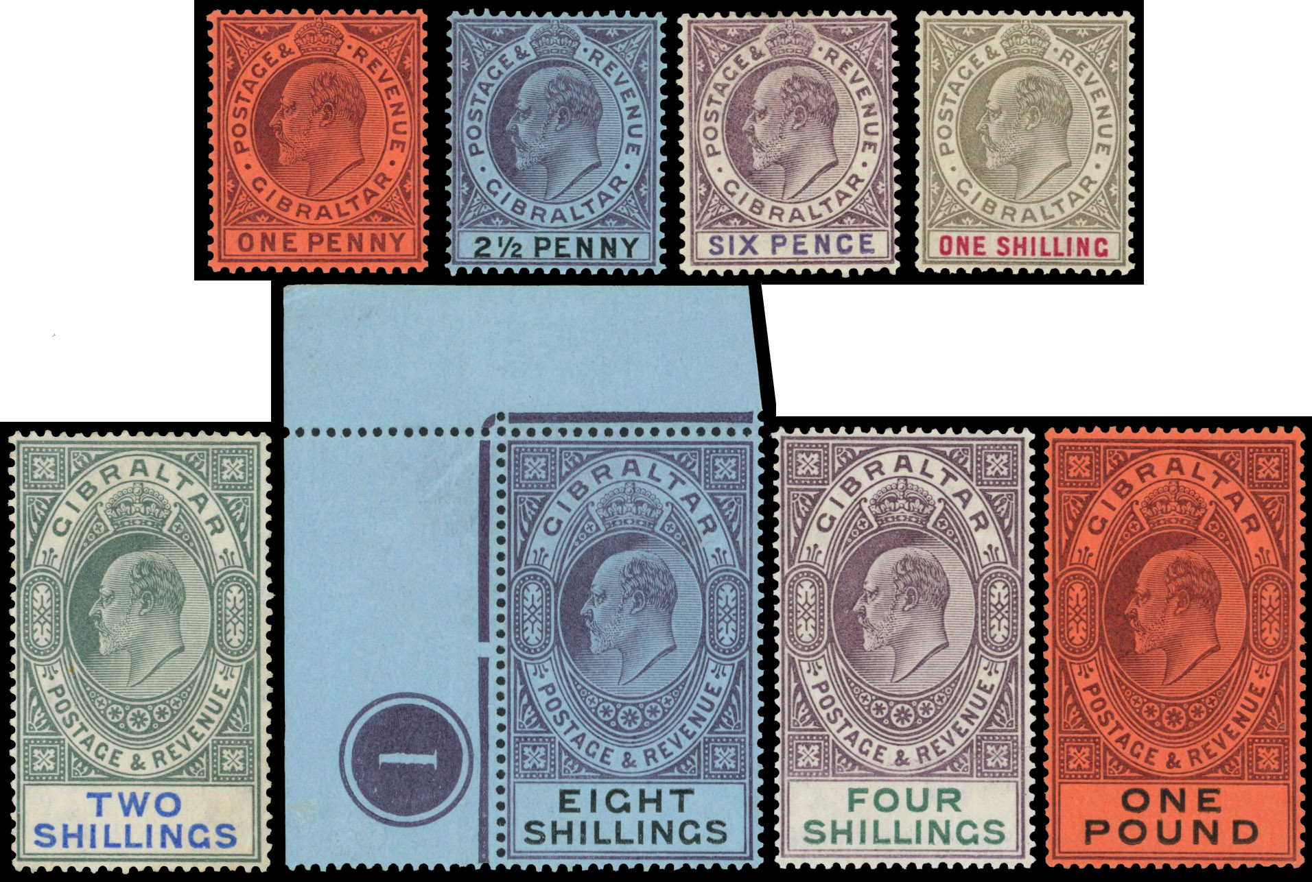 Gibraltar SG 47/55 1903 part set mint