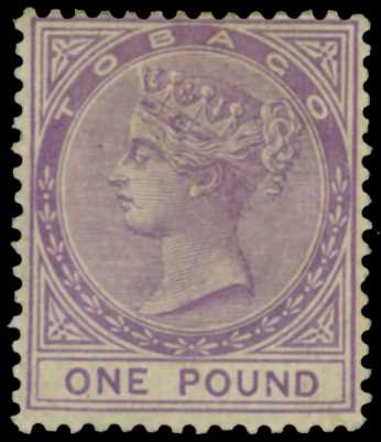 Revenue. 1879 £1 mauve watermark Crown CA,...