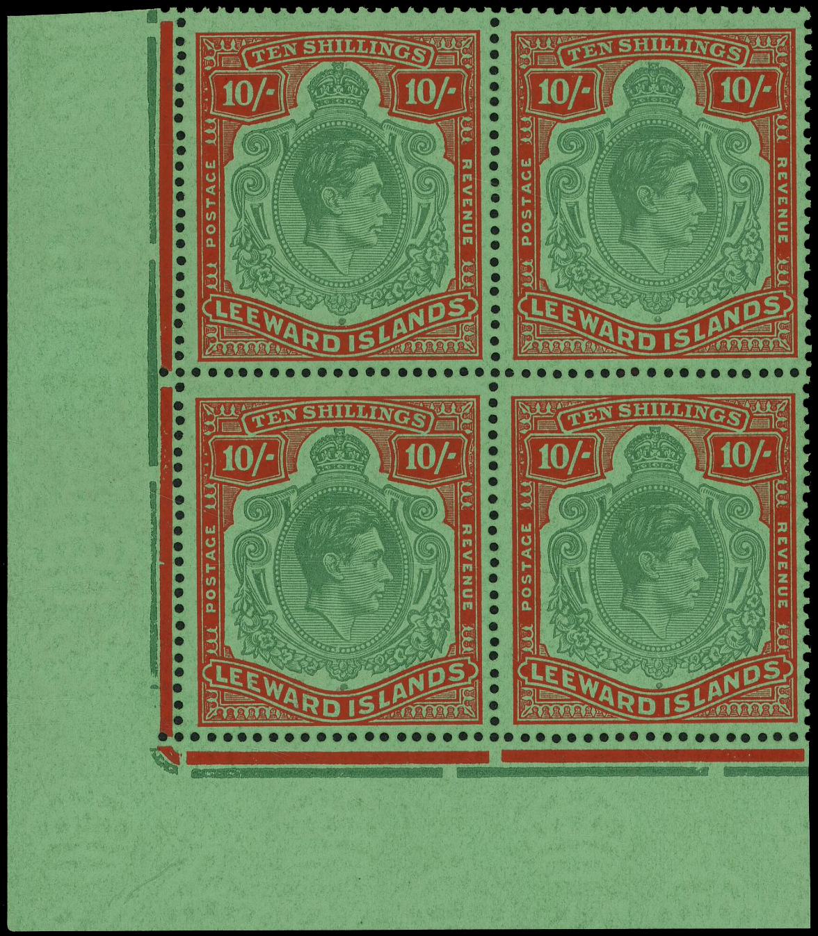 Leeward Islands SG 113c, ca block mint