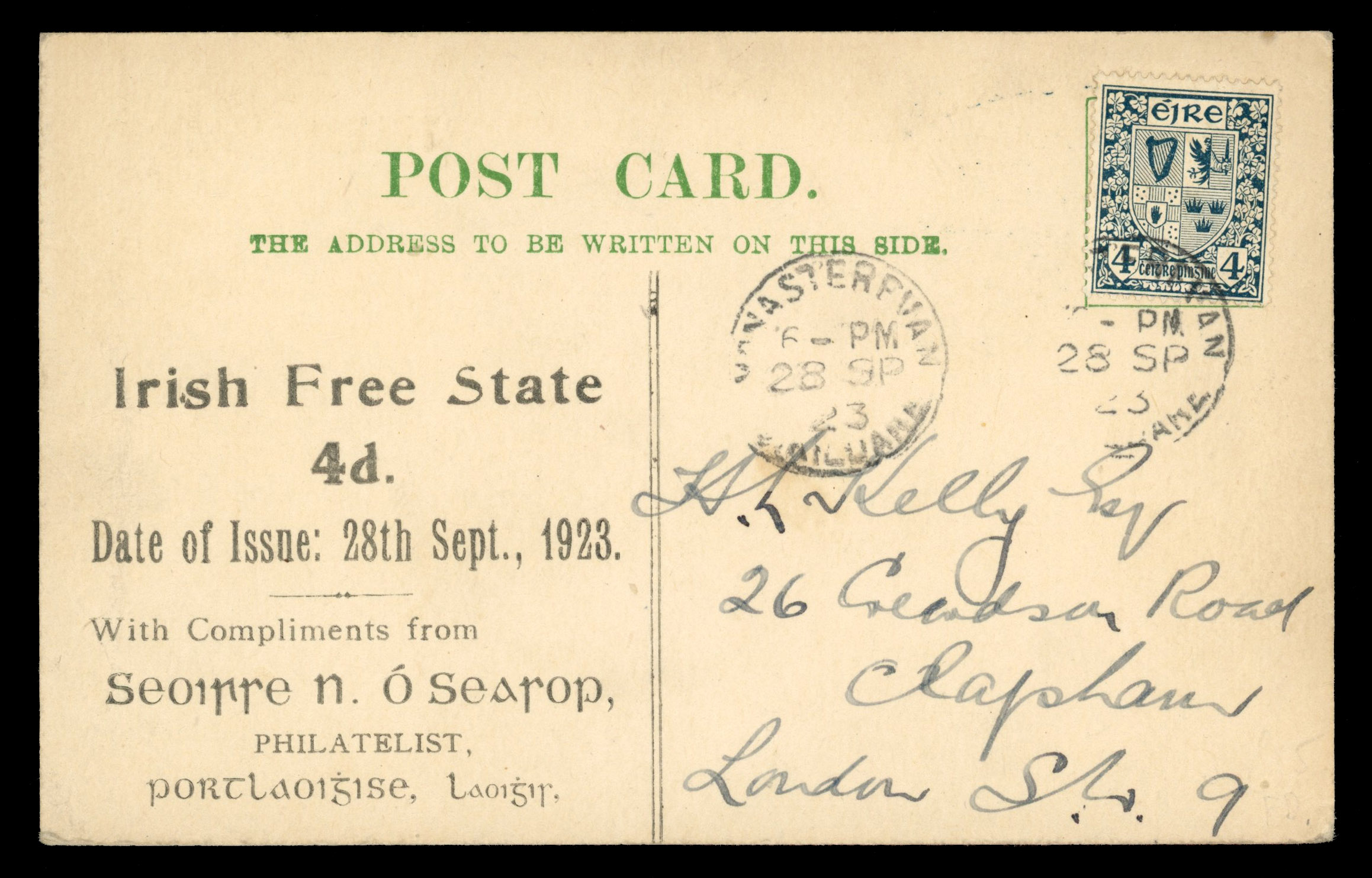 Ireland 1922 2d and 1923 4d first day cover and card
