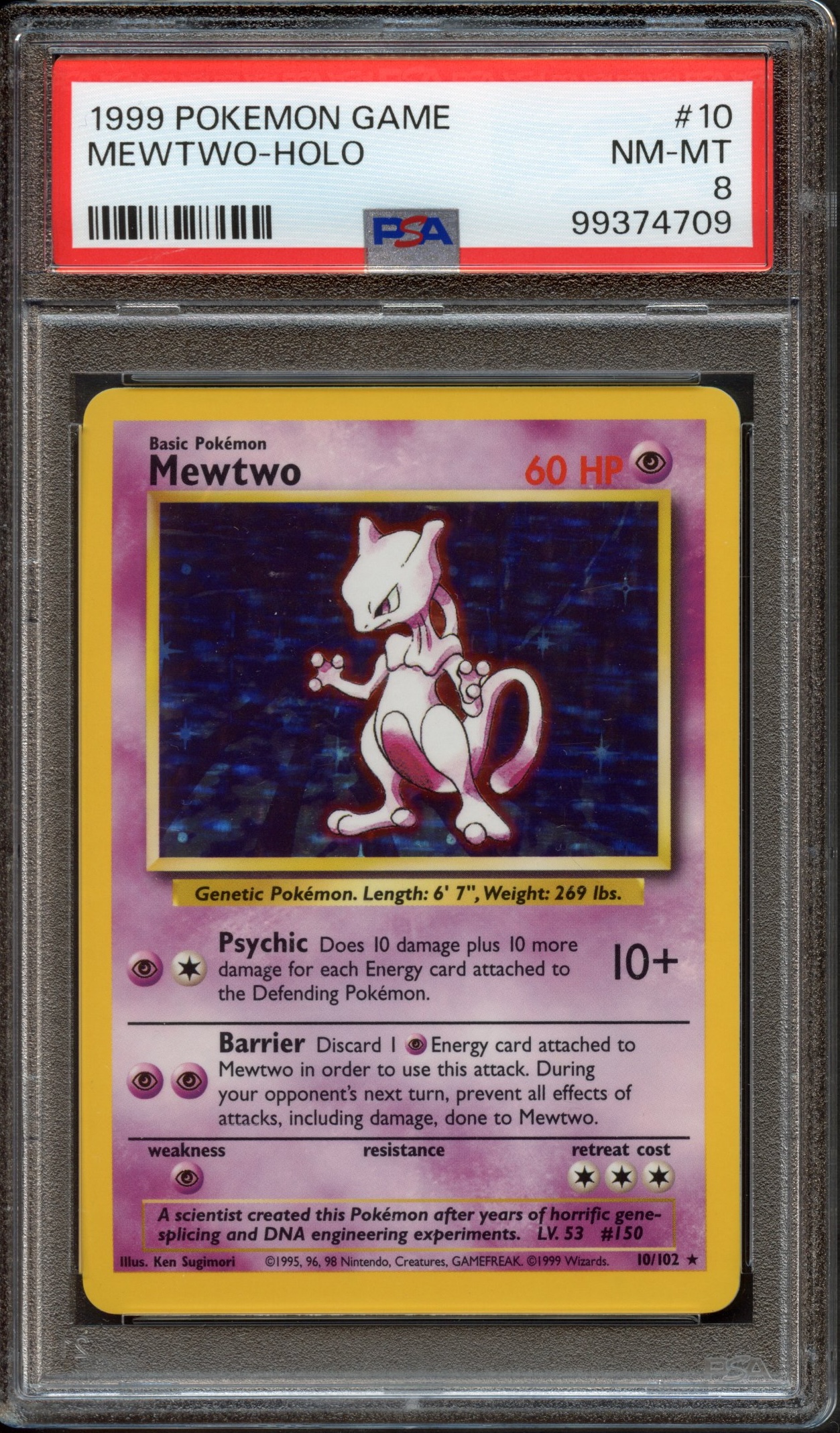 PSA 8 Mewtwo Holo #10 - Base Set Unlimited 1999
