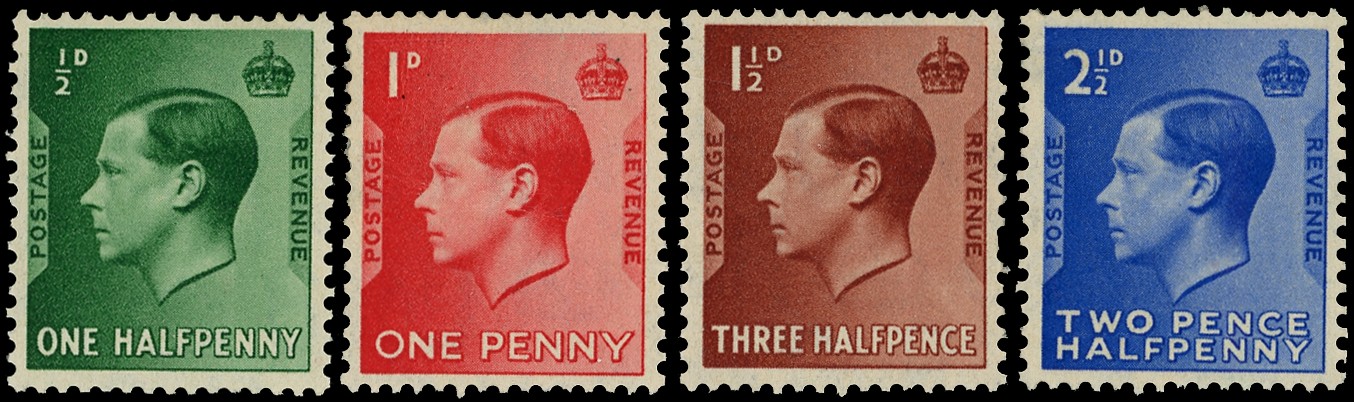 1936 KEVIII Definitive Essays Type B set of four.