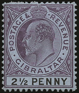 1904-08 2½d purple and black/blue, wmk MCA, brilliant...