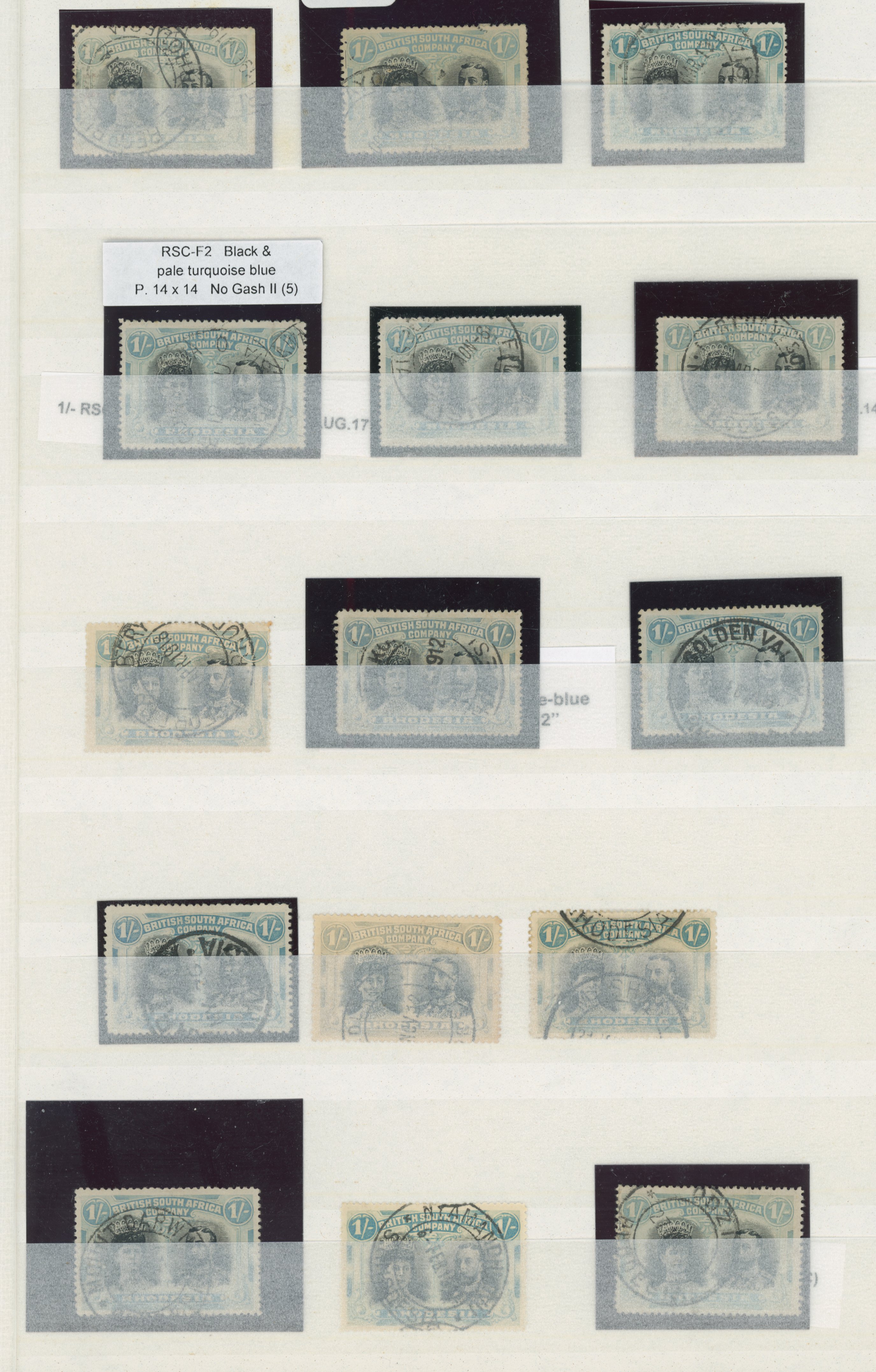 1/- range of postmarks