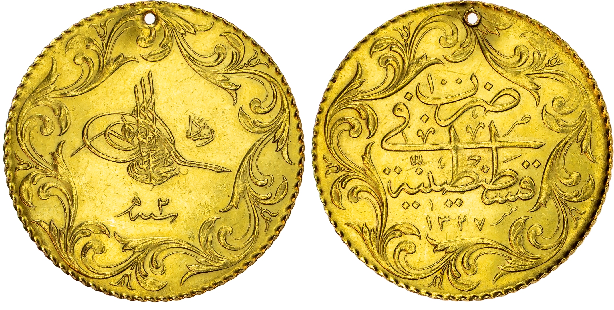 Turkey, Muhammad V (AH 1327-1336 / 1909-1918 AD), gold 100 Kurush