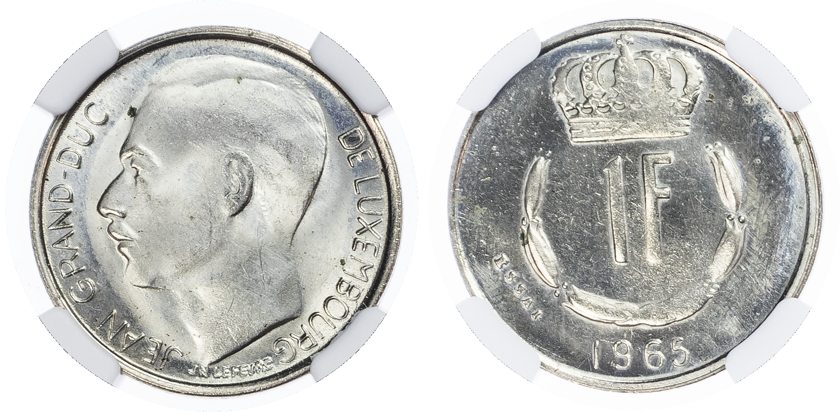 Luxembourg. Grand Duke Jean Cu Ni Essai 1 Franc. 1965.