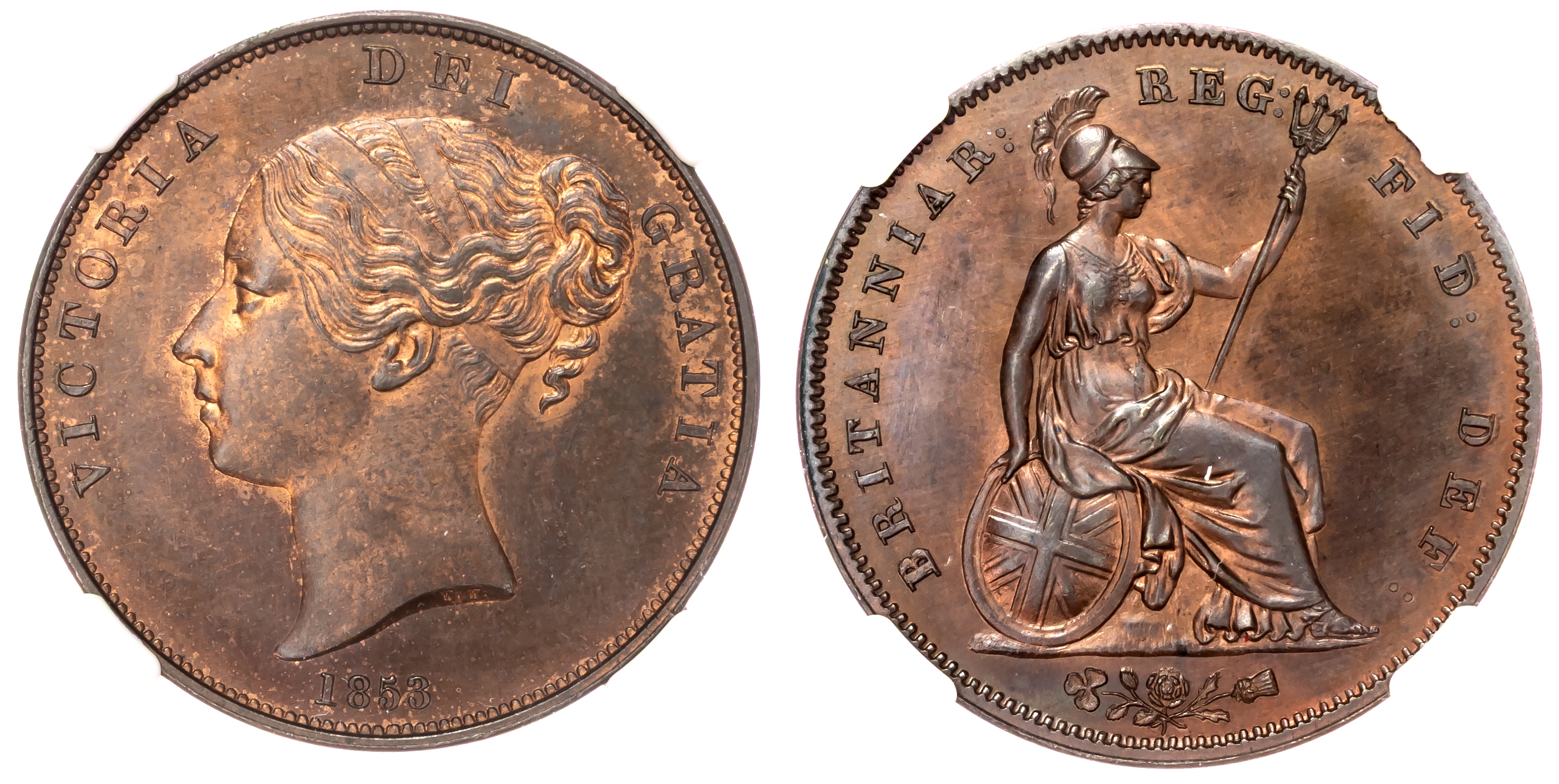 Victoria (1837-1901), Proof Penny, 1853, in copper.