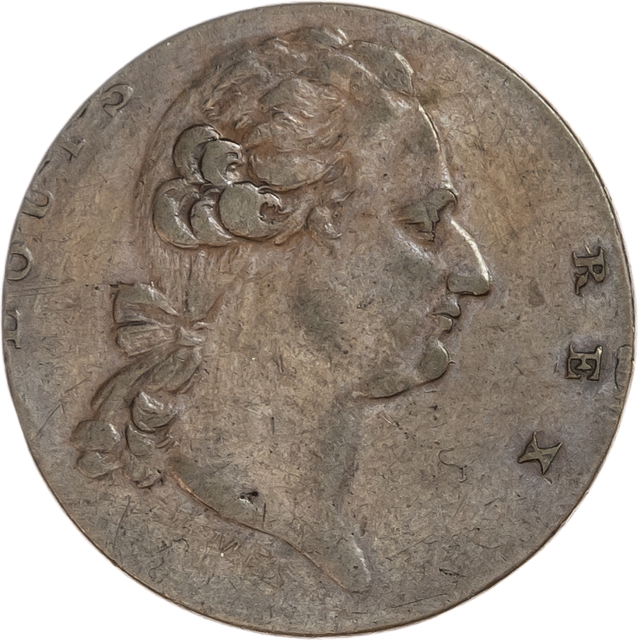 London, National Series, brockage Halfpenny (1790)