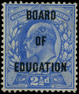 GB: 1902 2½d ultramarine overprinted “BOARD OF EDUCATION” RPSL certificate (2023) good colour, full o.g. SG O85