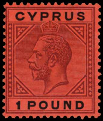 1923 £1 purple and black on red paper,...