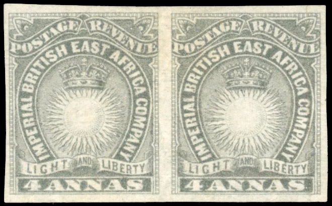 British East Africa SG 10 1890 4a grey pair unused