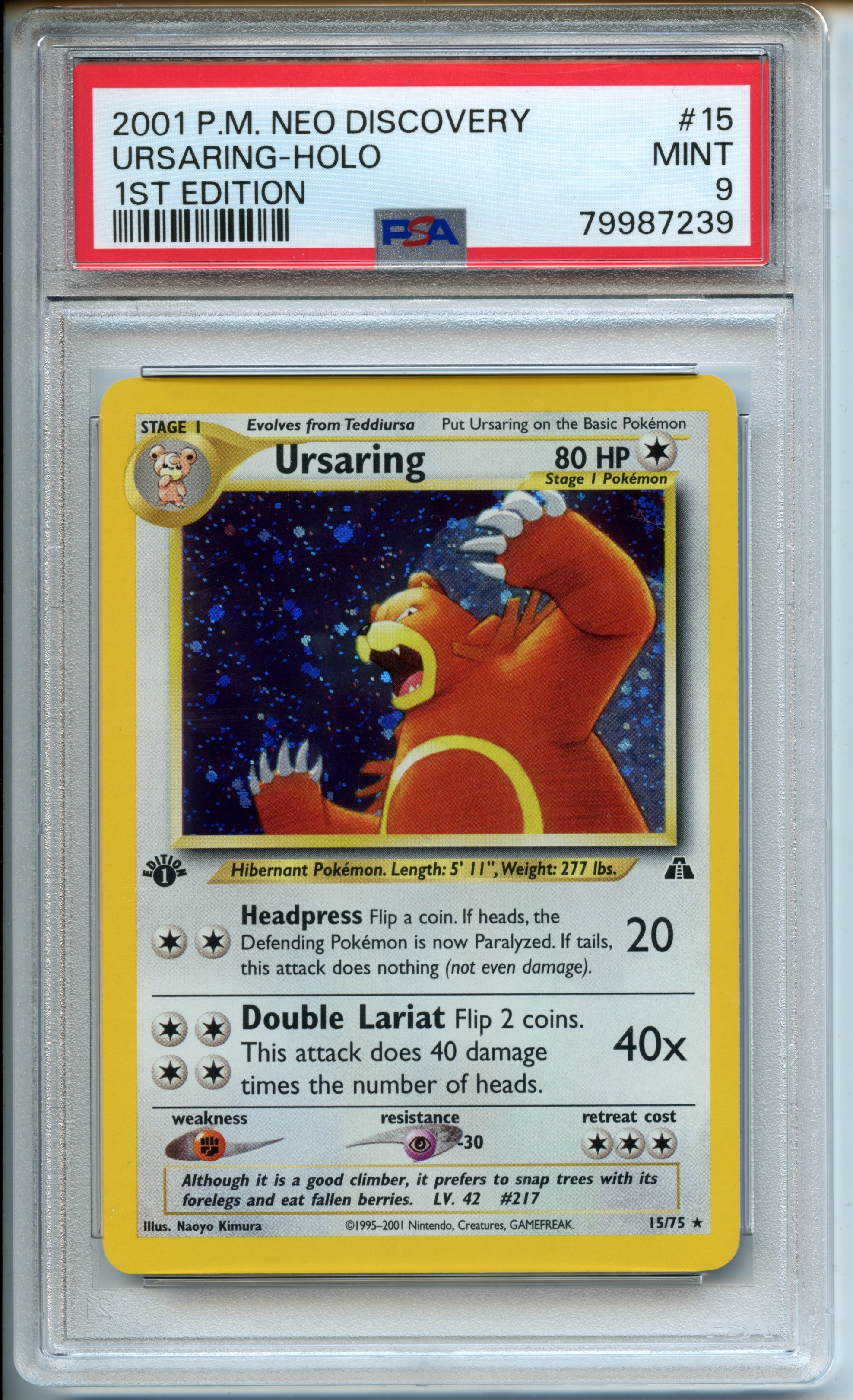 Pokémon TCG - Ursaring HOLO - 1st Edition Neo Discovery - PSA 9