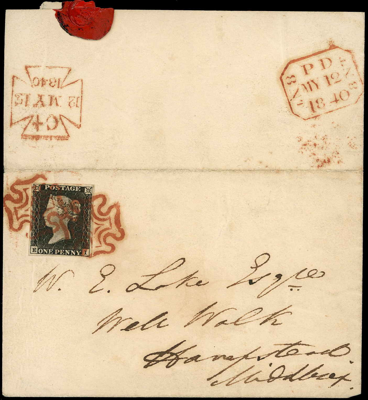 1840 1d Black P.1a. “May Date”. MY.12.1840.