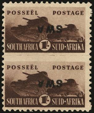 SOUTH WEST AFRICA SG 130da 1943-44 WAR EFFORT 1s TYPE 31 OPT INVERTED O.G.