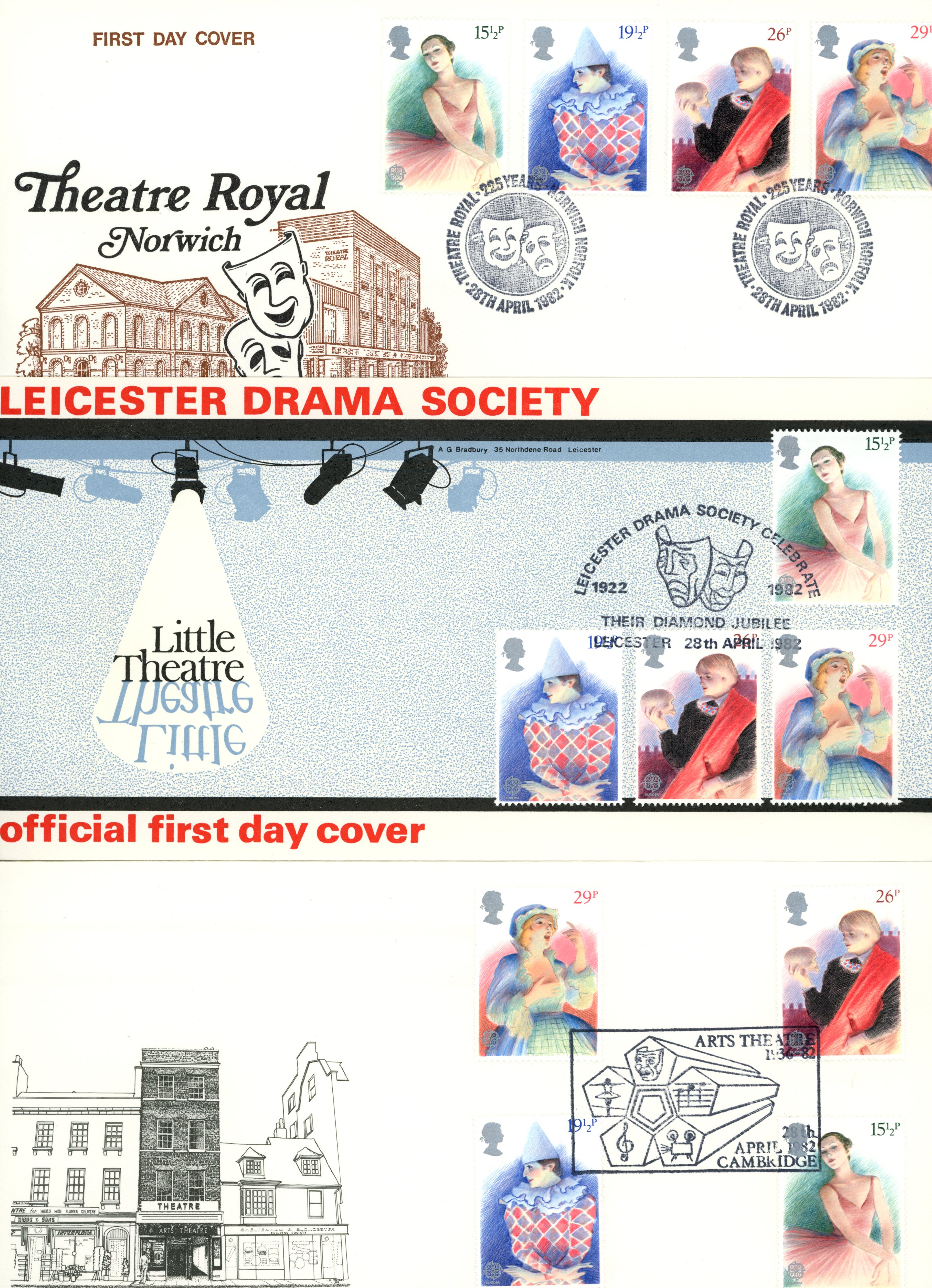 FIRST DAY COVERS: 1982 British Theatre...