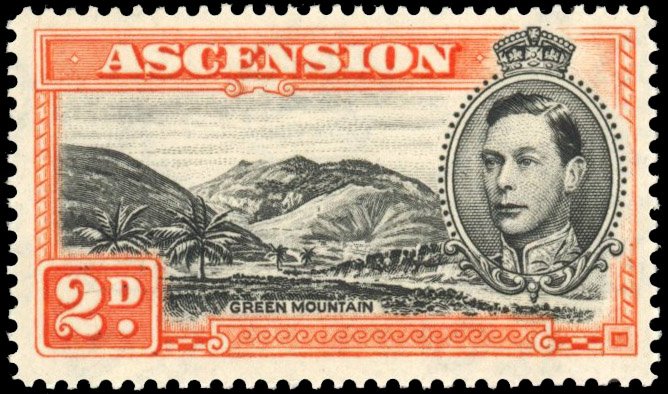 Ascension 1938-53 2d black and red-orange, with R.4/4 mountaineer flaw, SG 41ba