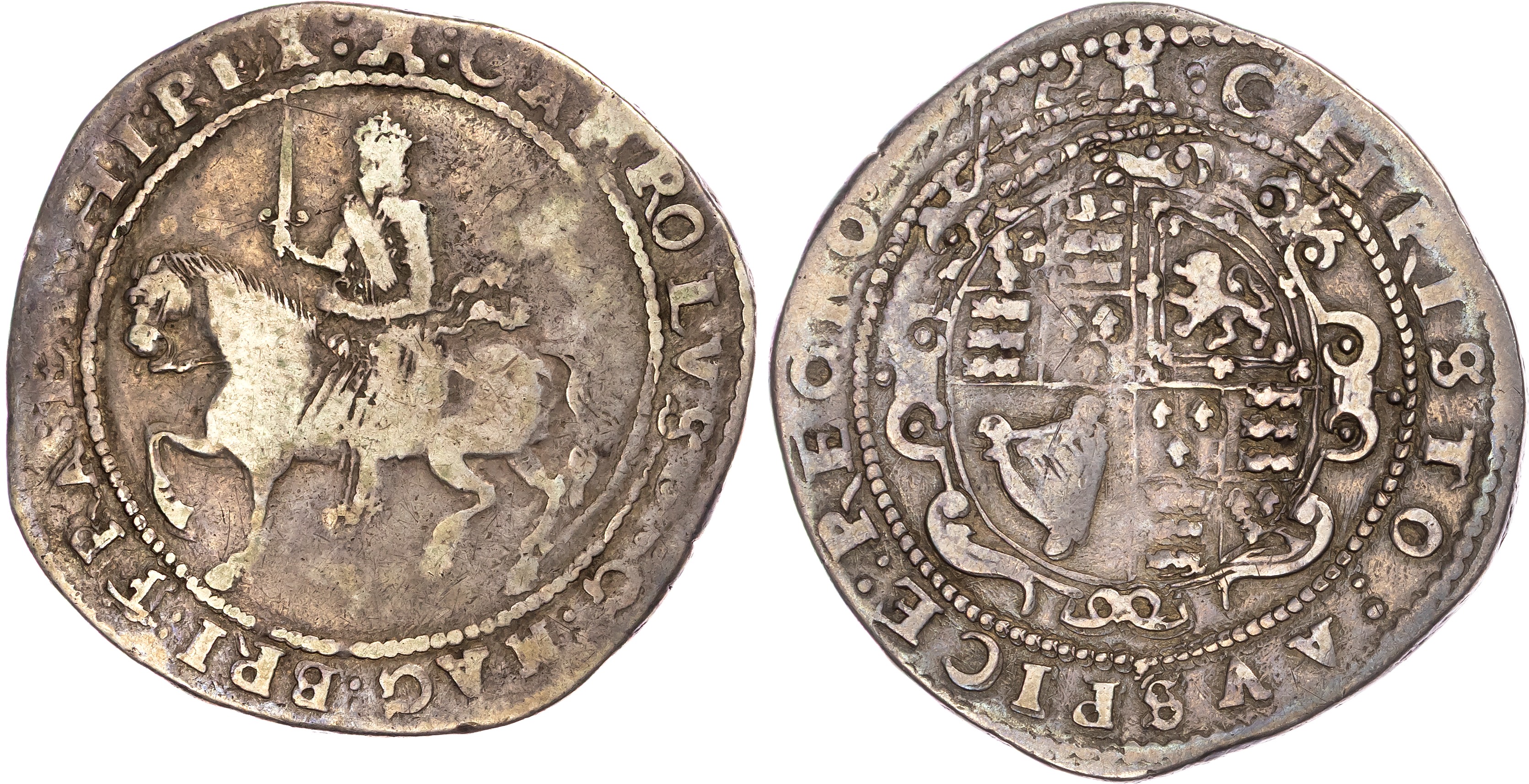 Charles I (1625-1649), Civil War Issues, AR Crown, Exeter mint, 1645, mm. castle.