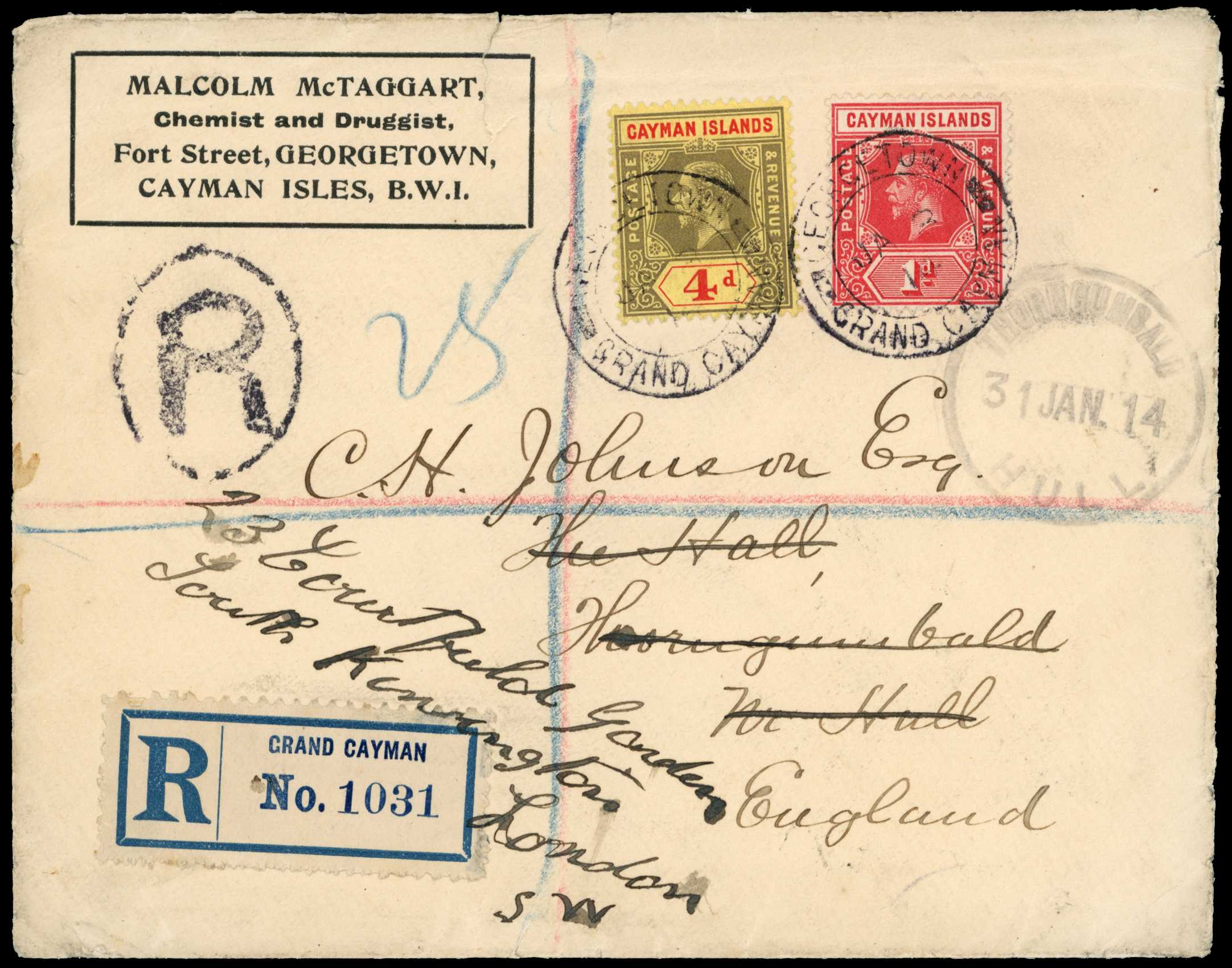 1913-21 KGV issues on cover with better...