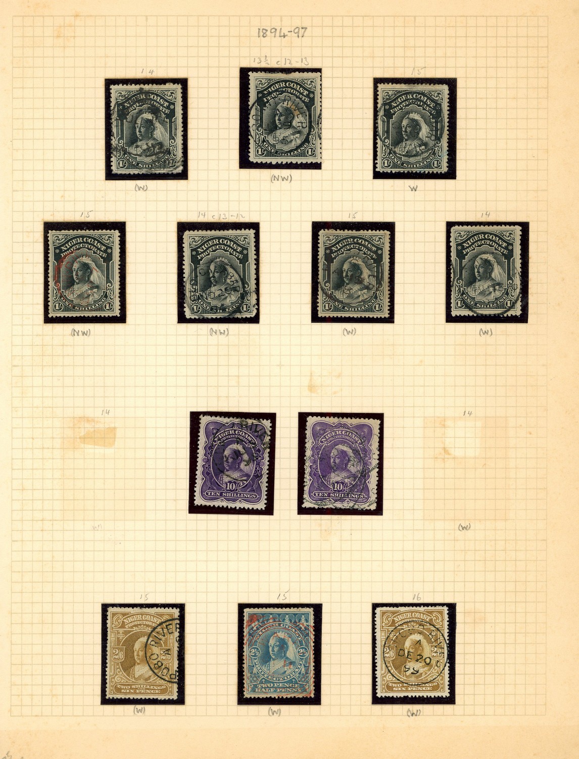 1892-8 used collection on leaves (66), mostly good but a few with foxing issues. Many good postmarks and the perfs are...