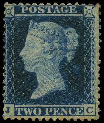 1854-57 2d pale blue plate 4 (JC) with faults,...
