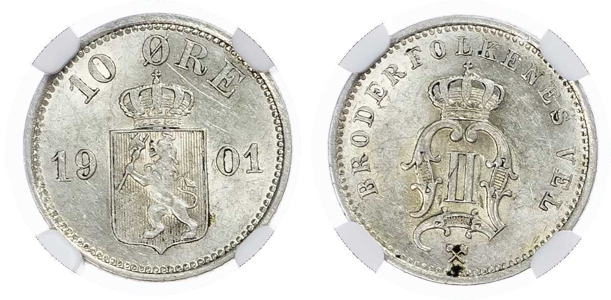 Norway. Oscar II AR 10 Ore. 1901.