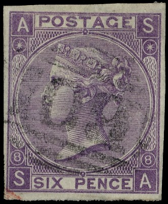 1869 6d Dull violet Pl.8. Imperforate used example