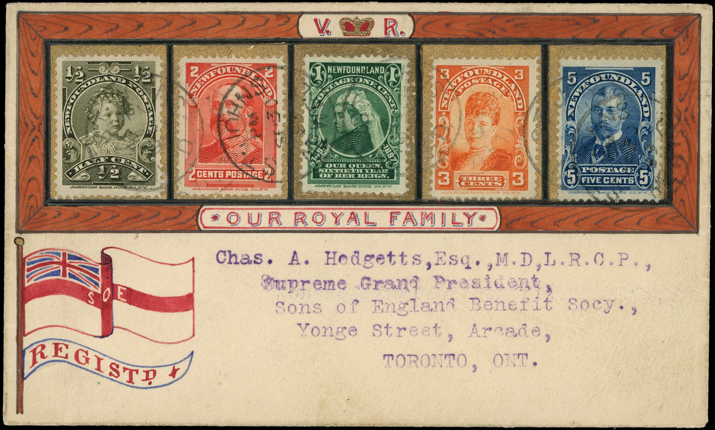 Newfoundland 1899 Krippner hand illustrated patriotic...