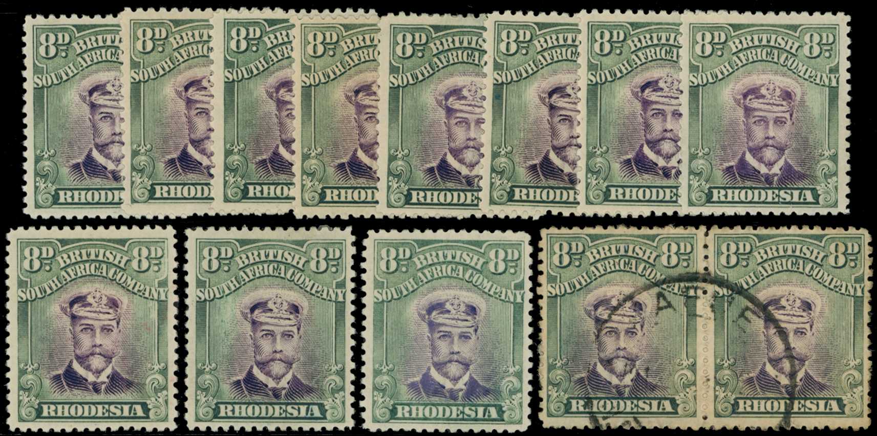 1913-7 8d Head Die II, perf 14. A good group...