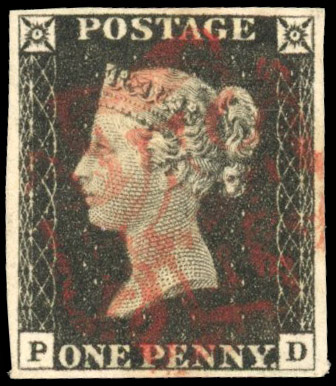 GB 1840 1d intense black Plate 2, fine used, SG 1