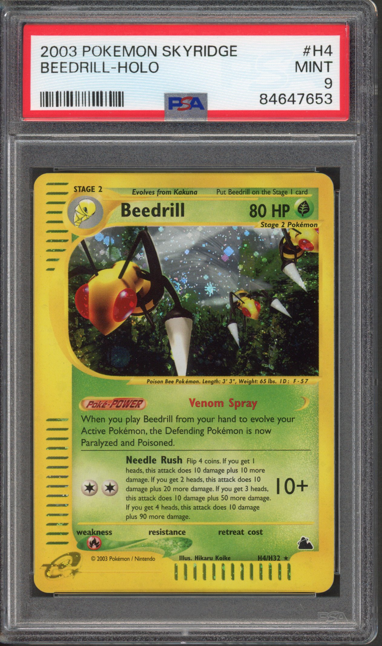 Pokémon TCG - PSA 9 Beedrill - Holo #H4 - Skyridge
