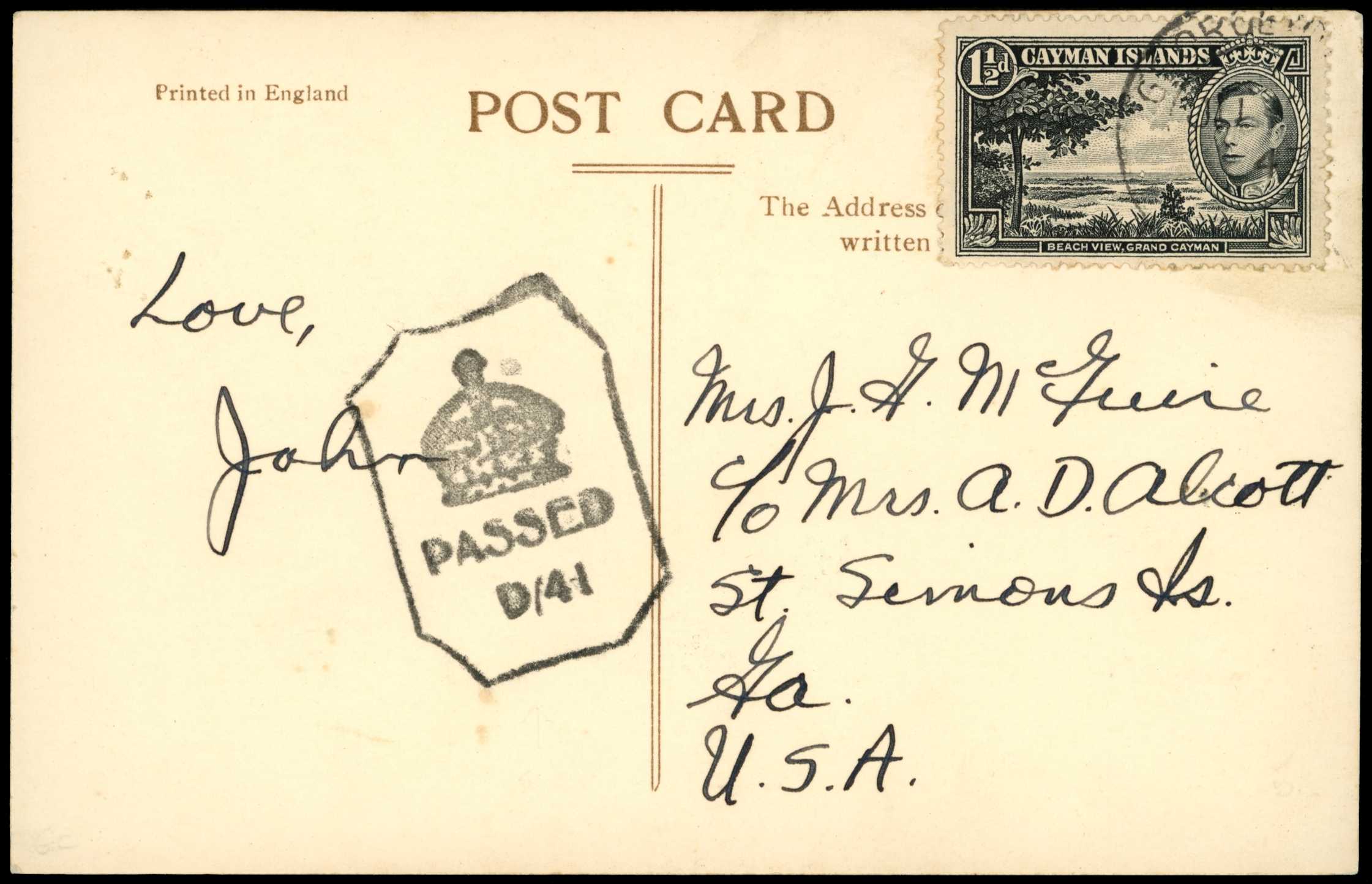 1942-43 Octagonal crown "PASSED D/41"...