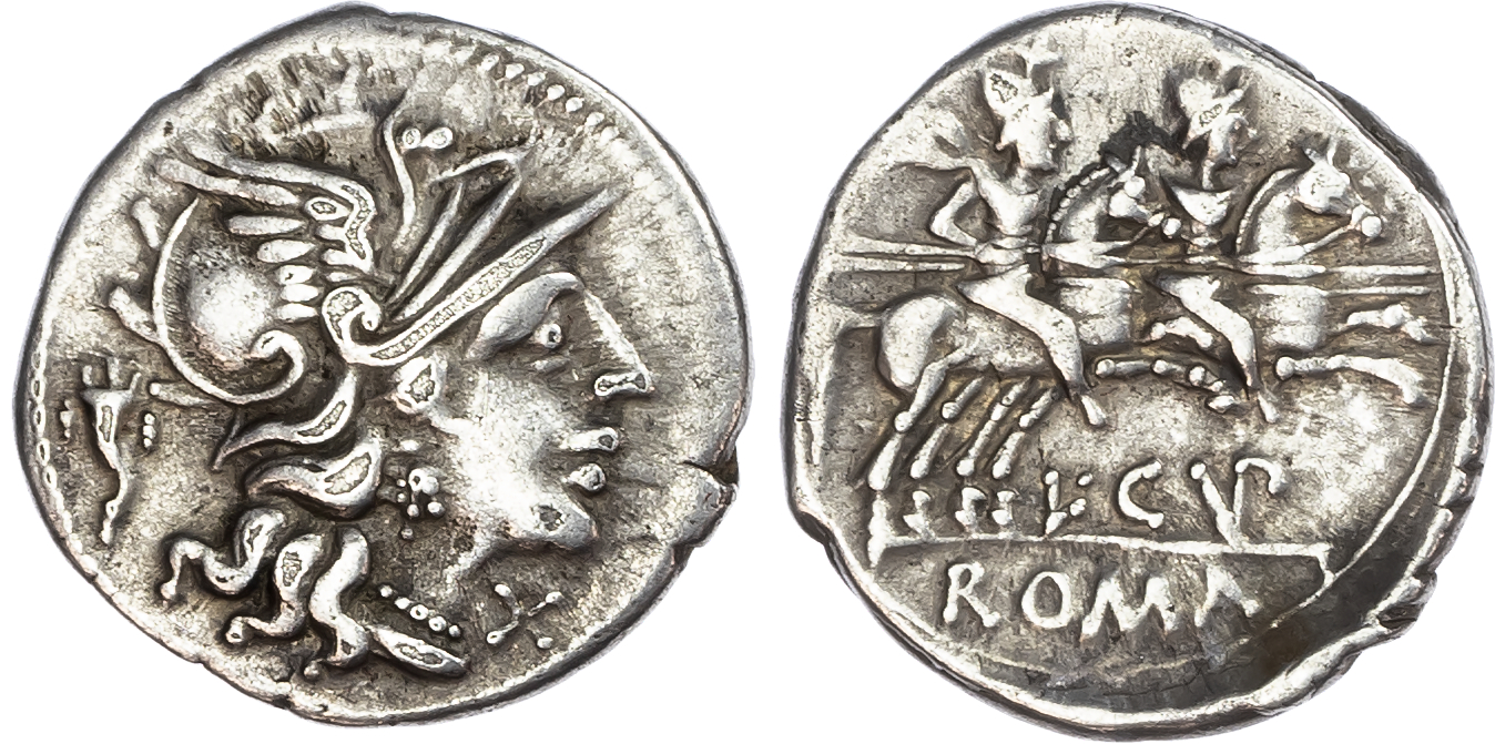 M. Cupienius (147 BC) AR Denarius, Rome, 3.87g. 