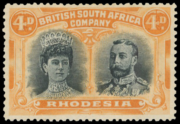 † 4d blue-black and yellow-orange RSC F, position 48 mint