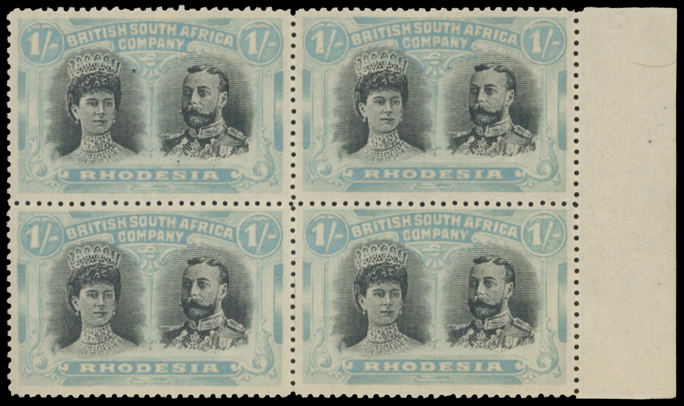 1s grey-black and pale turquoise-blue RSC F block, positions 29-35 mint