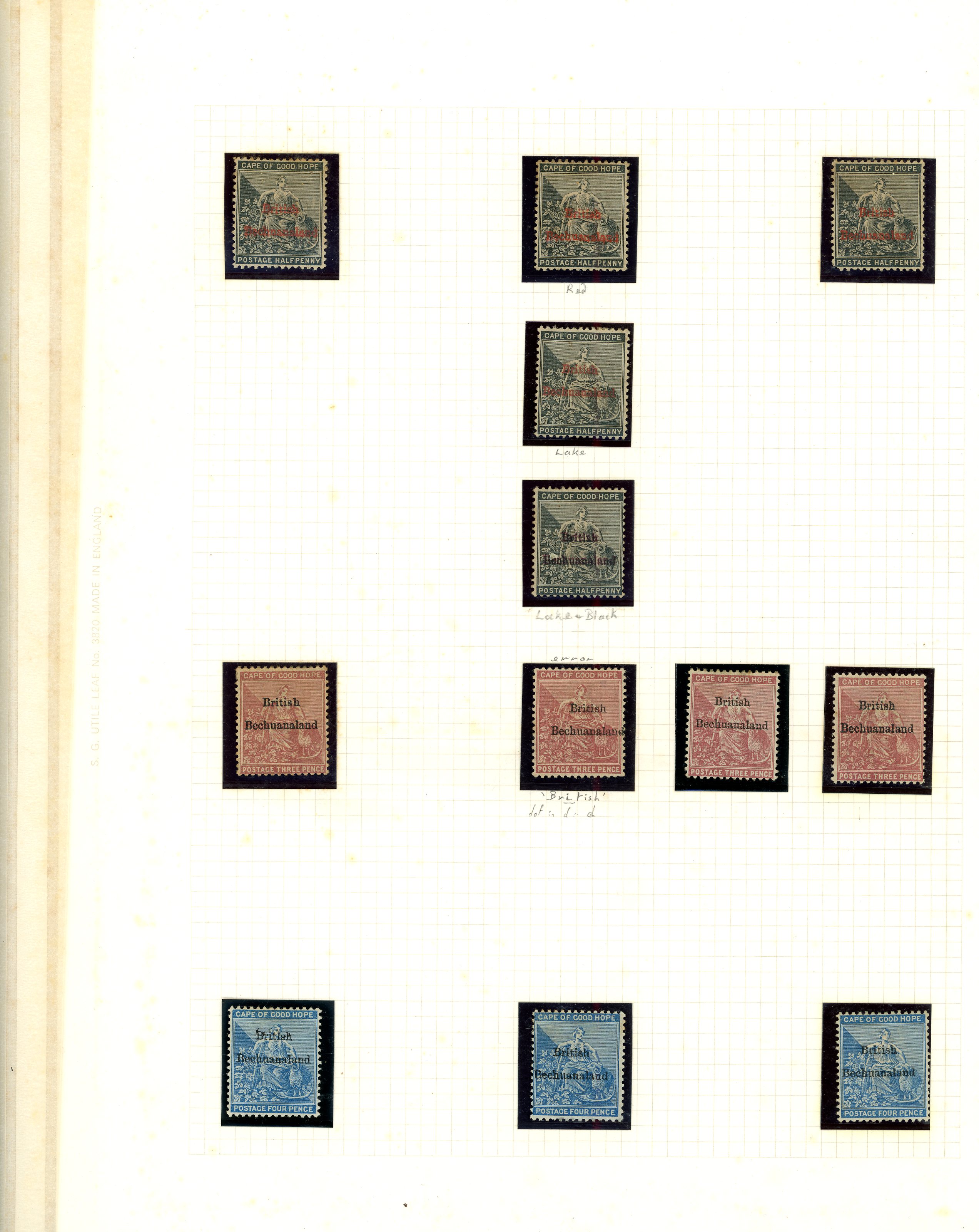 British Bechuanaland.  1885-93 mint and used collection (126) on leaves.  Mixed condition, with better items including 1885...