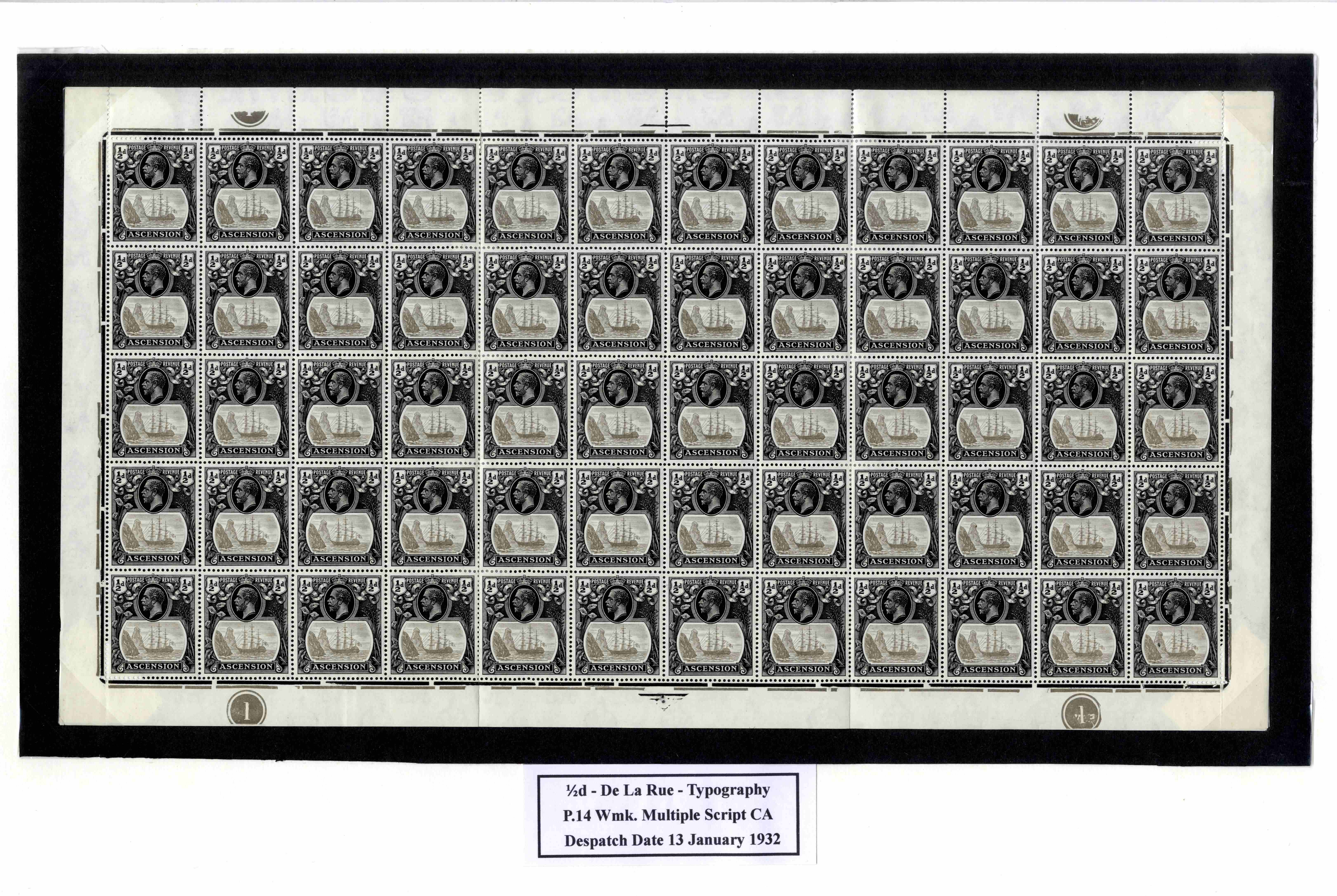 Ascension SG 10, a, c sheet mint