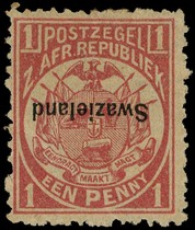 1889 1d carmine perf 12½ x 12, part o.g., with overprint inverted. Obtrusive crease. SG guarantee on reverse. SG 1a,...