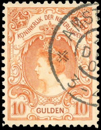 Netherlands 1899-1910 10g orange-red, fine used SG 197