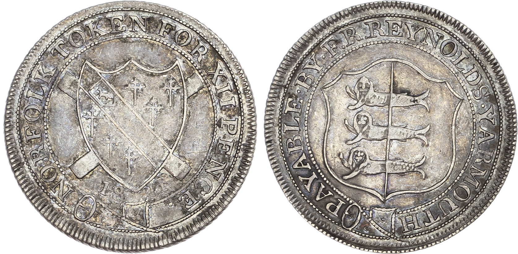 Norfolk, Yarmouth. F. R. Reynolds, silver shillings, 1811 (3). 